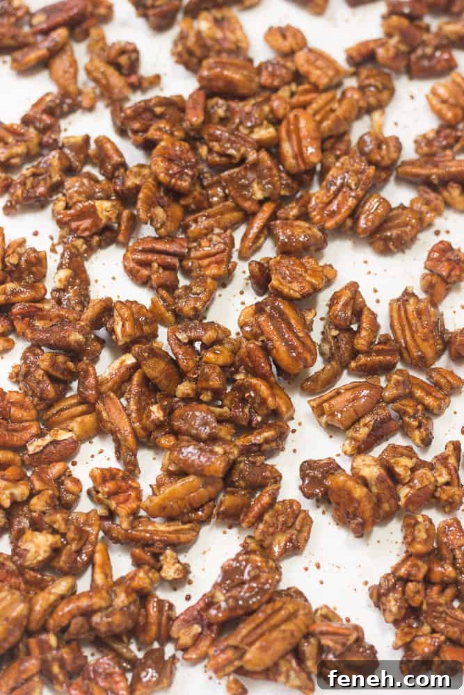 These honey-glazed pecans are so good on top of salads and for snacks!