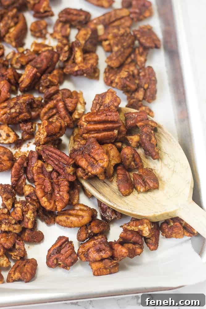These honey-glazed pecans are so good on top of salads and for snacks!