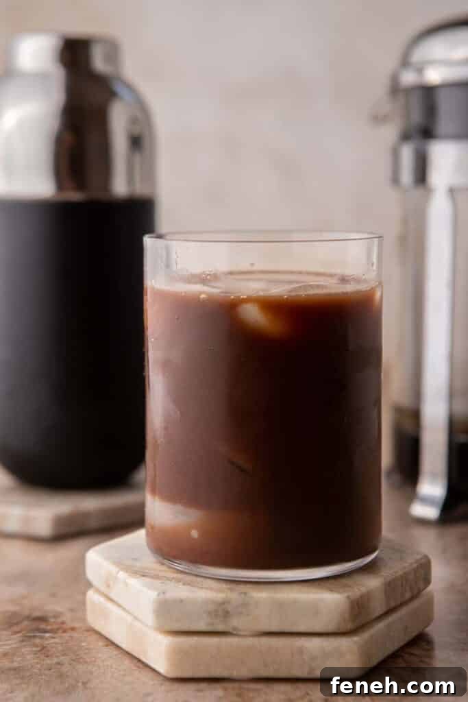Chocolate coffee in a glass