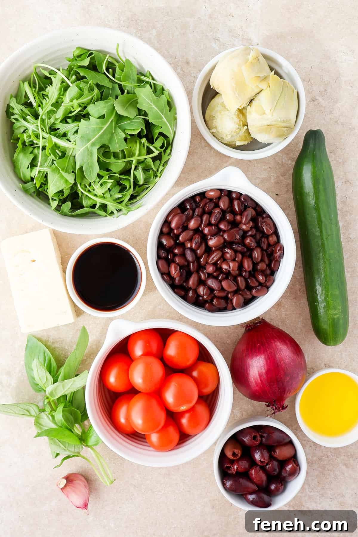 Ingredients shown to make the salad.