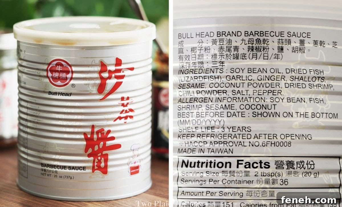Bull Head sha cha can and ingredients