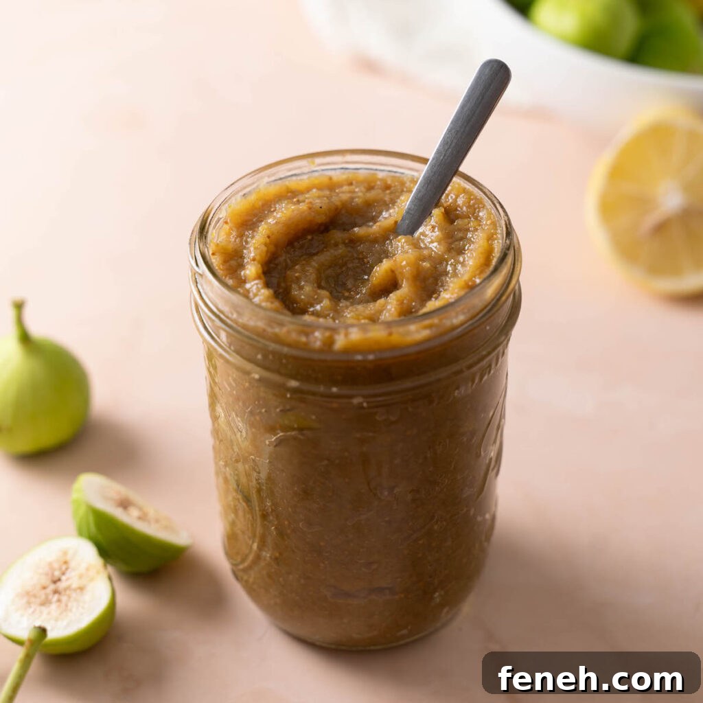 A jar of freshly made fig butter