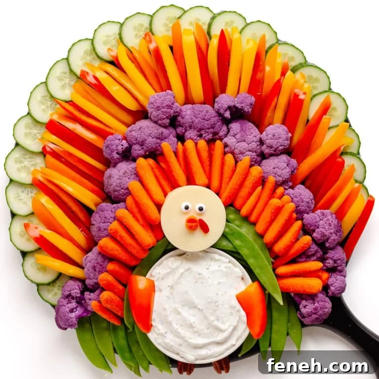 A turkey shaped veggie tray.