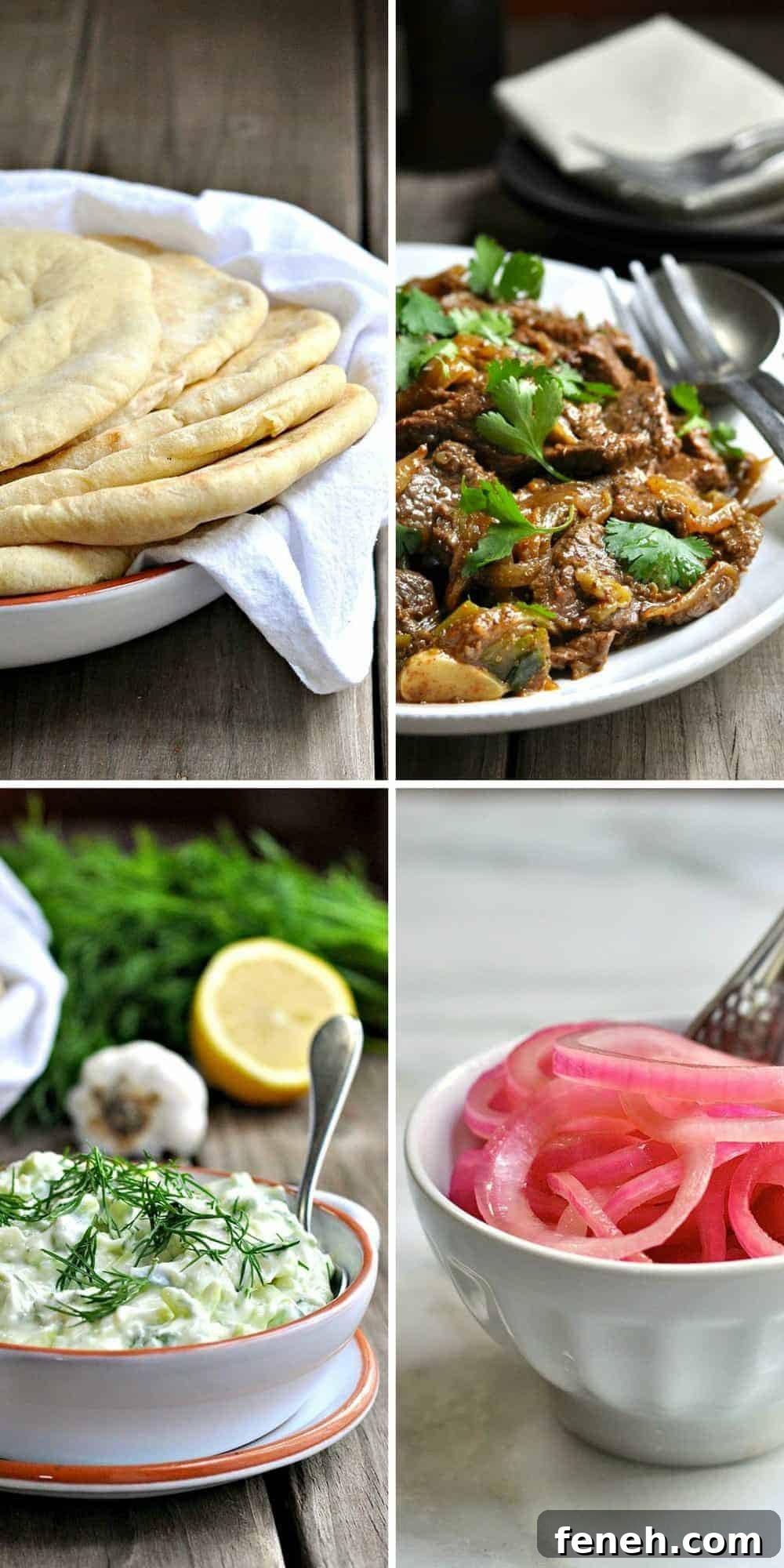 Homemade Pita Bread | Easy Cumin Lamb | Homemade Tzatziki Sauce | Quick Pickled Red Onion