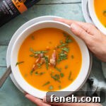 bowl of butternut squash and bacon soup
