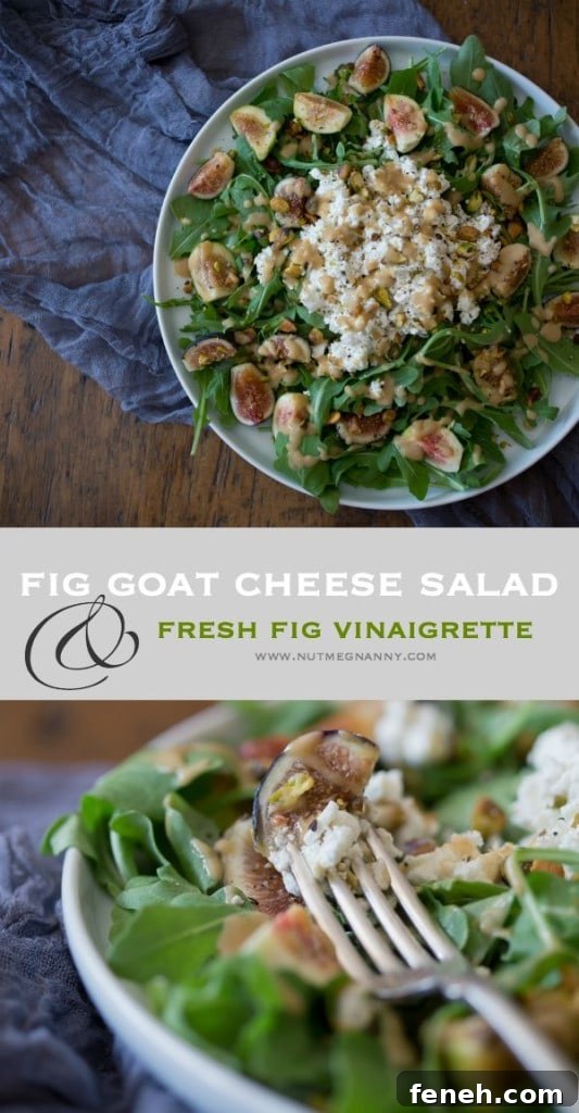 Fig Goat Cheese Salad with Fig Vinaigrette pin for Pinterest. 