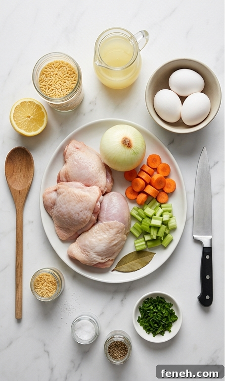 Greek lemon chicken soup ingredients