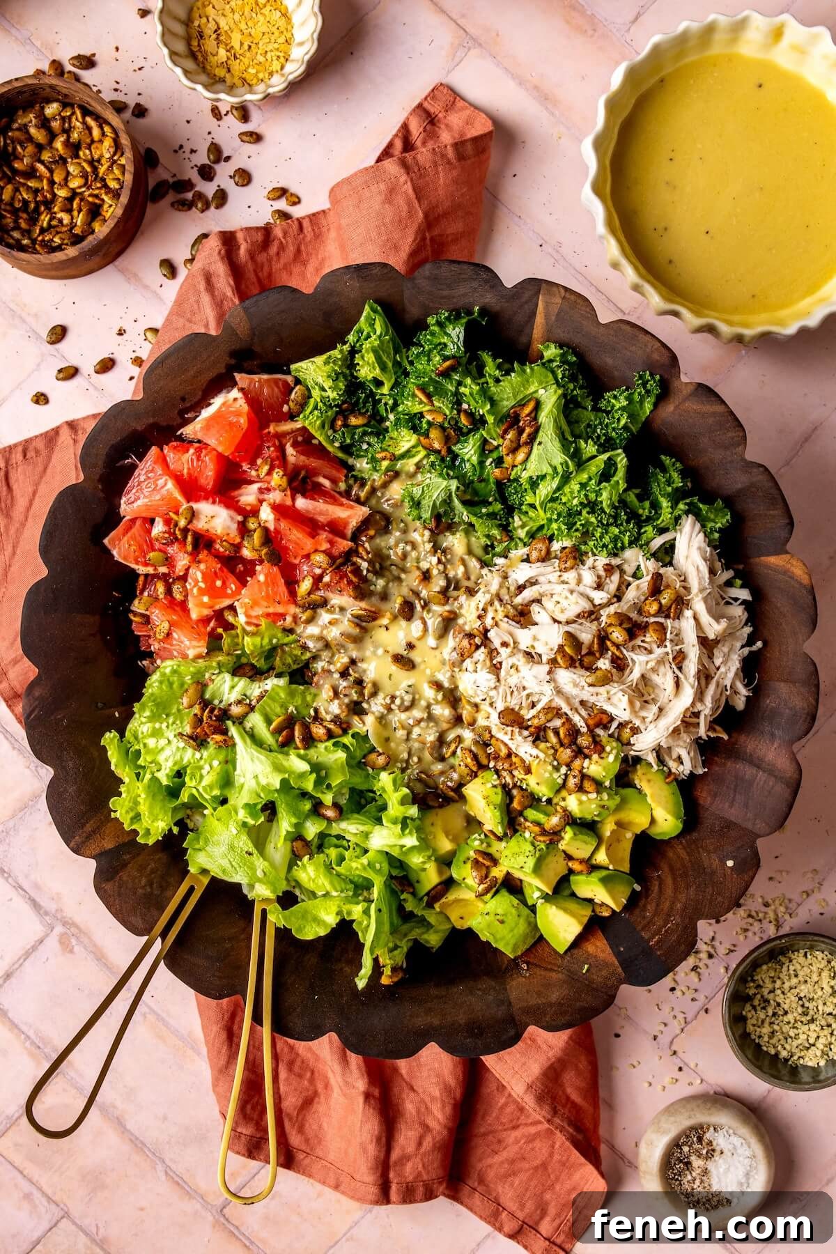 Grapefruit Avocado Salad with Pepitas and Lemon Tahini Dressing - Olivia Adriance