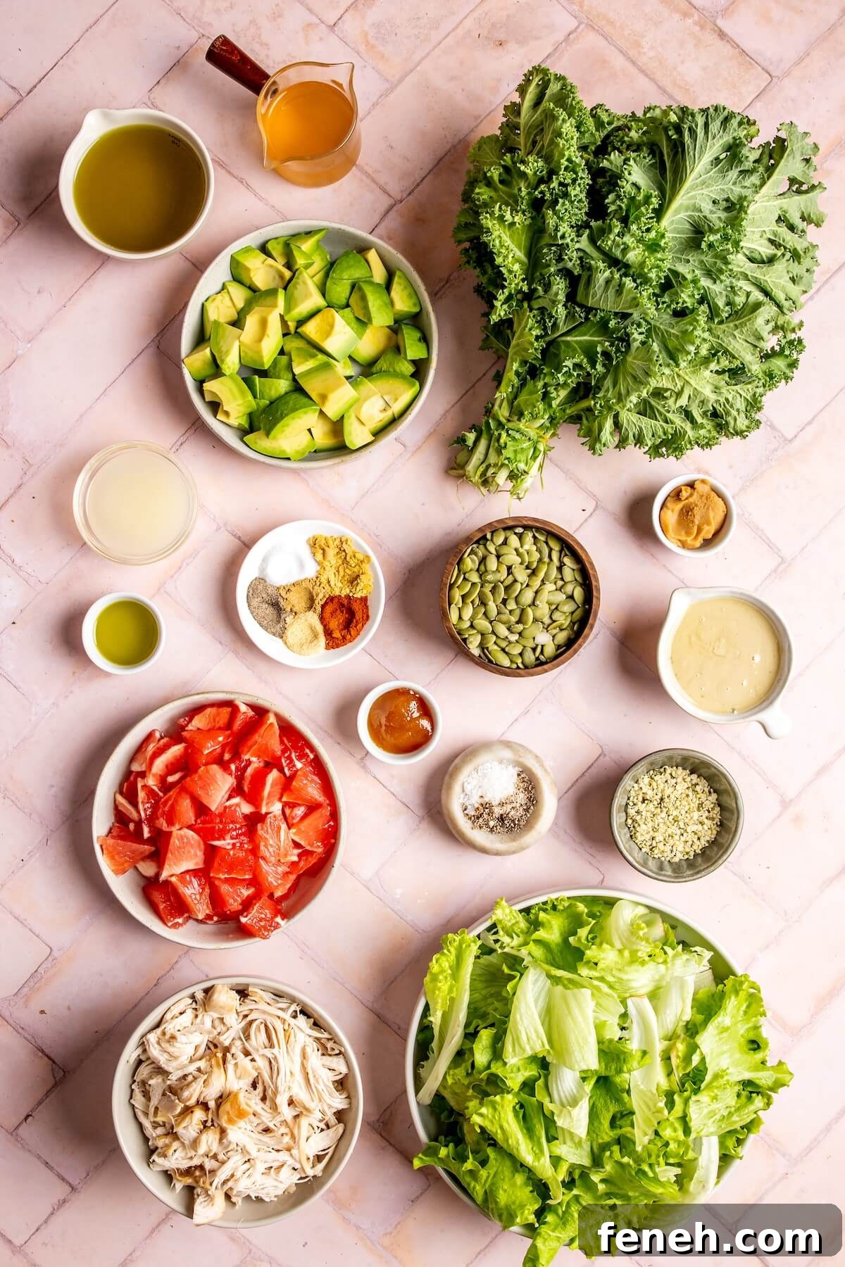 Ingredients for Grapefruit Avocado Salad with Pepitas and Lemon Tahini Dressing - Olivia Adriance