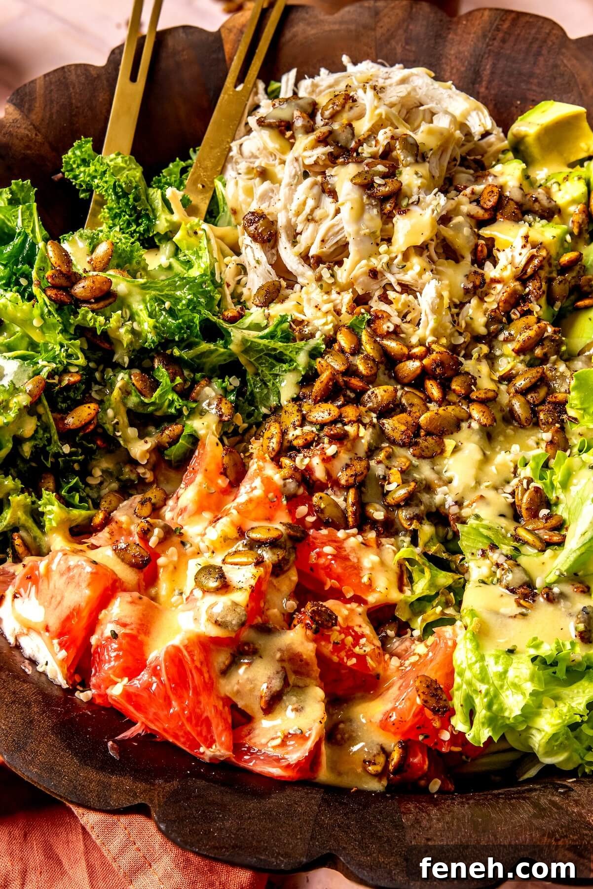 Grapefruit Avocado Salad with Pepitas and Dressing - Olivia Adriance