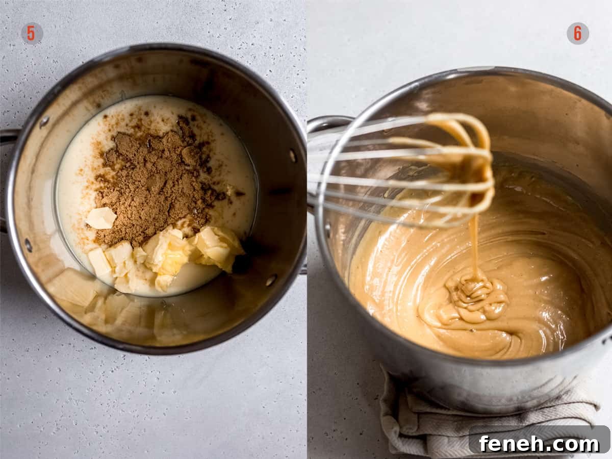 caramel before and after cooking