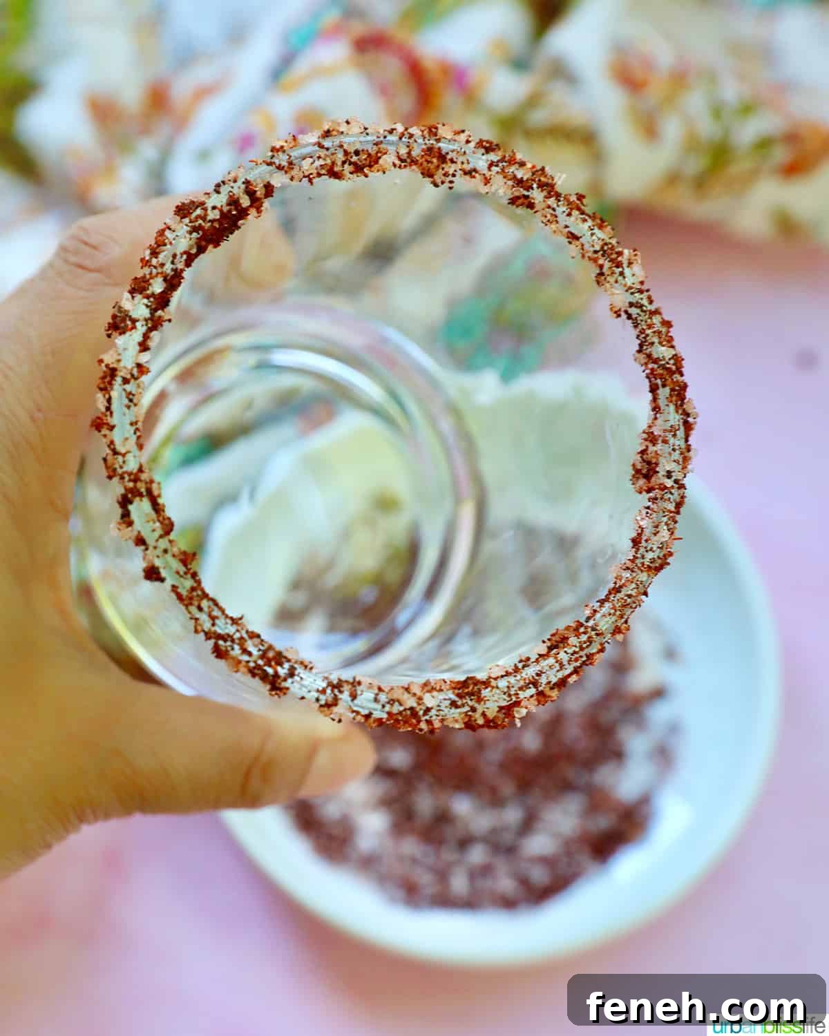 Glass with chili salt rim