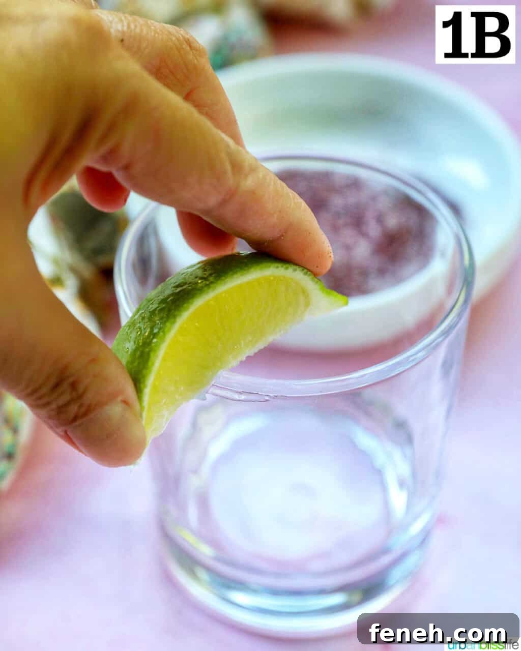 Lime wedge around glass rim