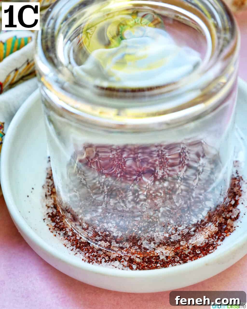 Glass dipped into chili salt