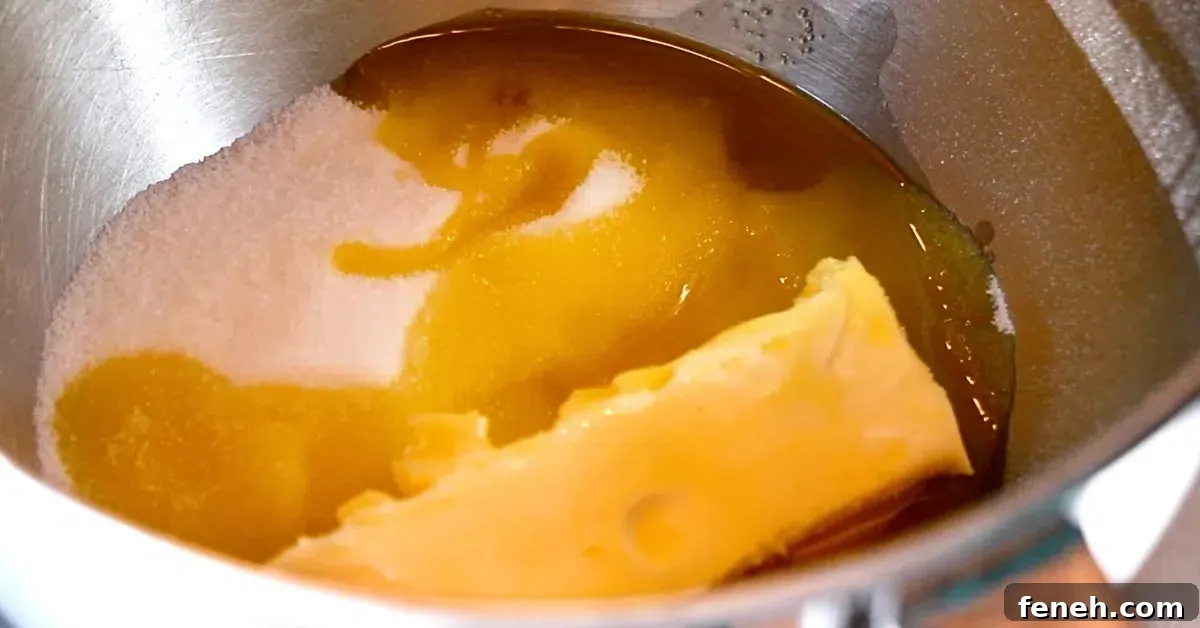 sugar, salt, butter, and oil in a mixing bowl
