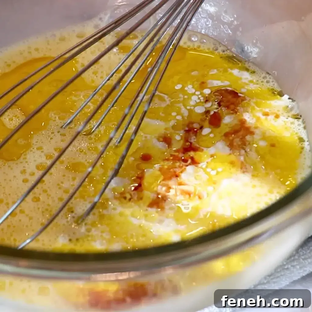 wet ingredients in a bowl to make vanilla cake
