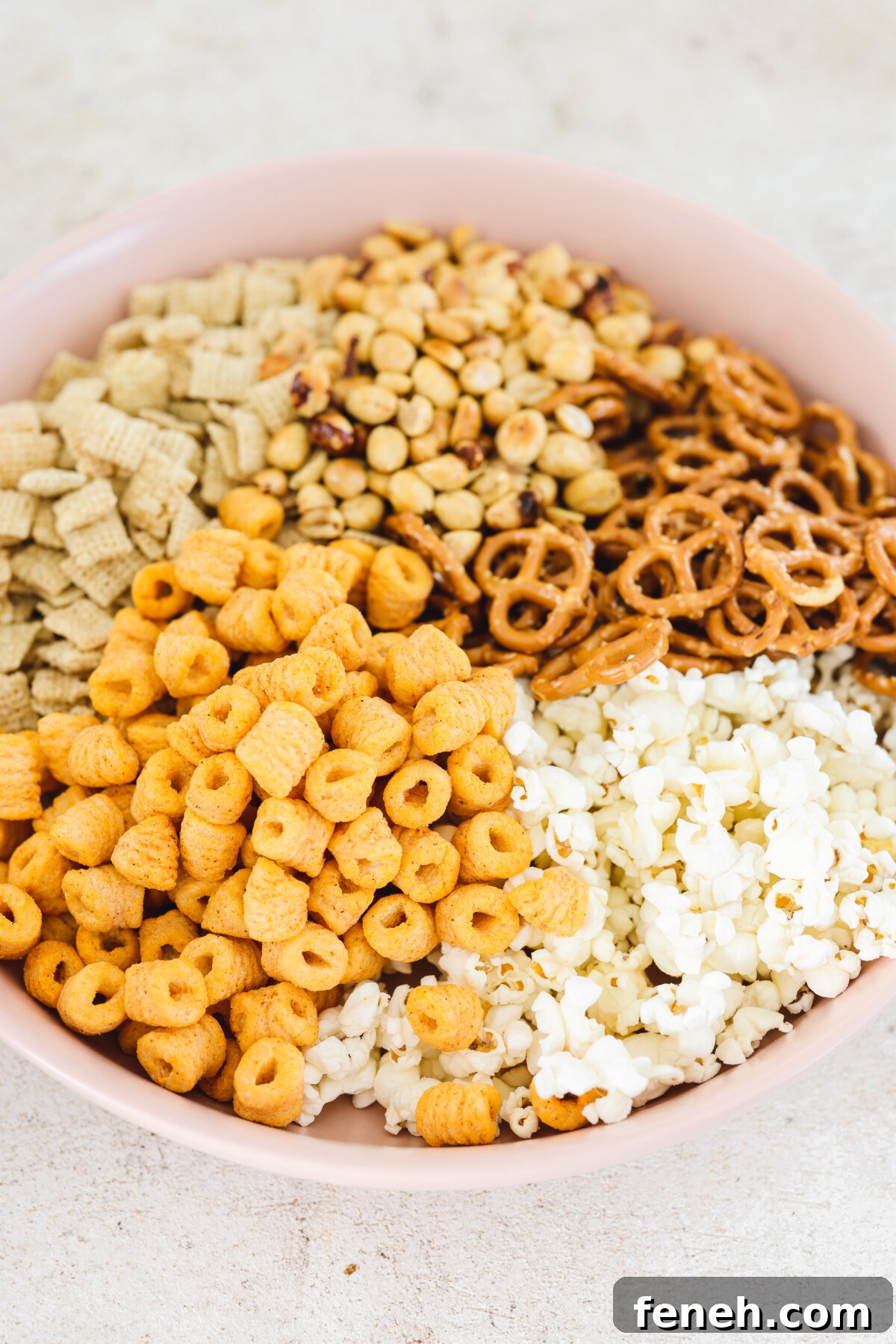 recipe ingredients divided in a large bowl