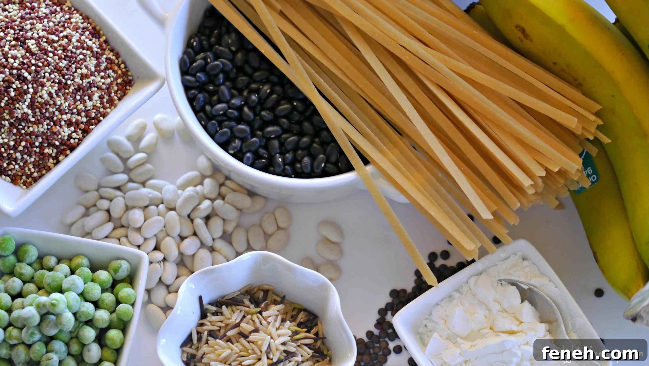 pantry ingredients, pasta, legumes, flour