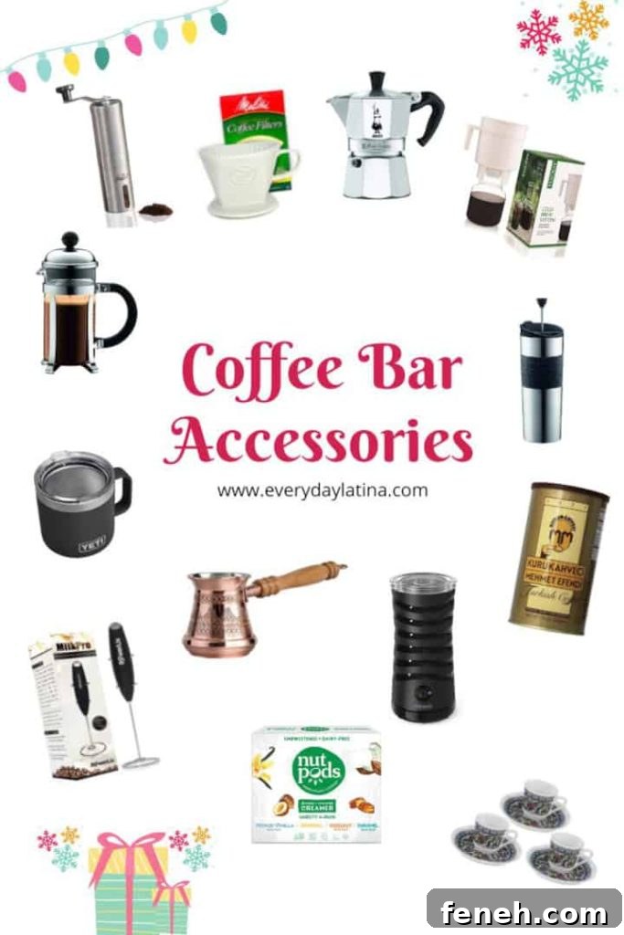 Collage of coffee making accessories
