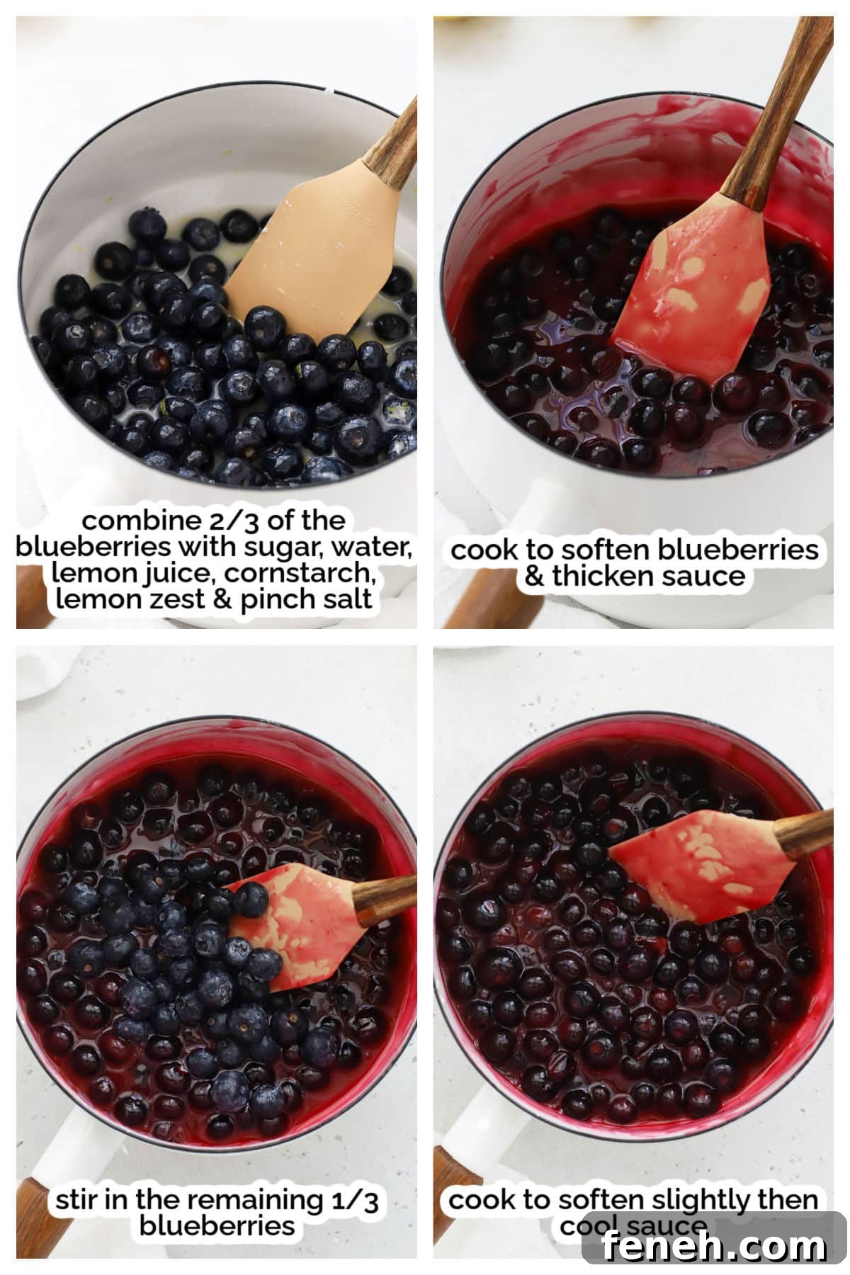 making fresh blueberry sauce, step by step
