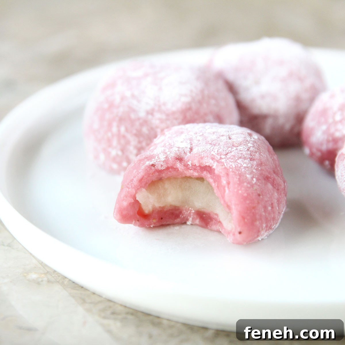Homemade Japanese Strawberry Mochi Ice Cream Recipe 13 mochi filled with sweet bean paste