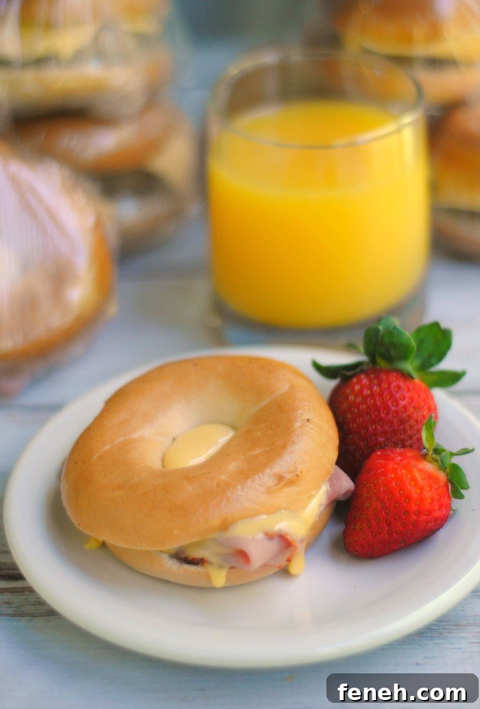 Mini Freezer Bagels: Quick Make-Ahead Breakfast Recipe 3 Need a homemade breakfast idea that you can make ahead and grab and go? This Easy Bagel Sandwich recipe is made with delicious toppings and can be frozen for on-the-go snacks or meals anytime!