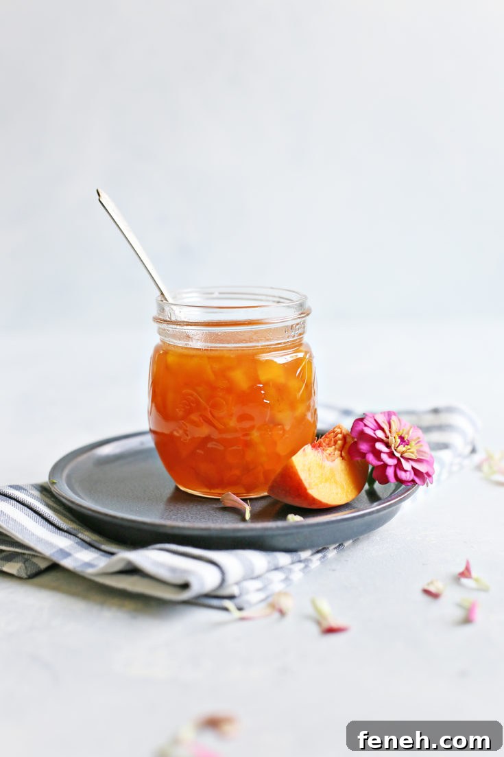 Peach syrup jar image
