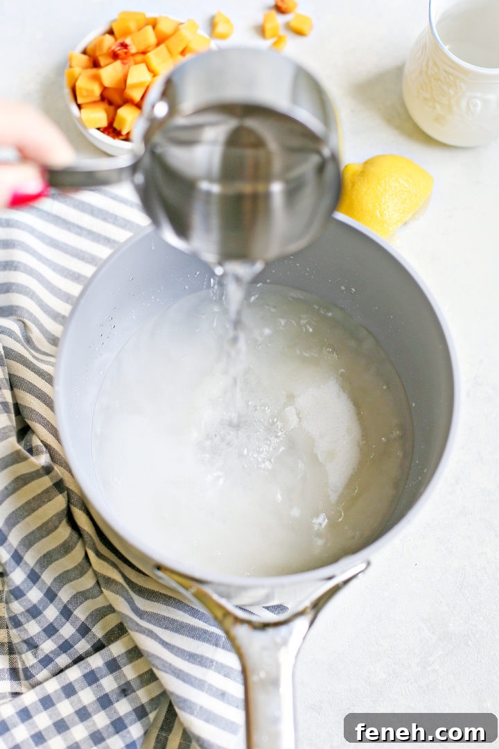 Spoonful of peach syrup