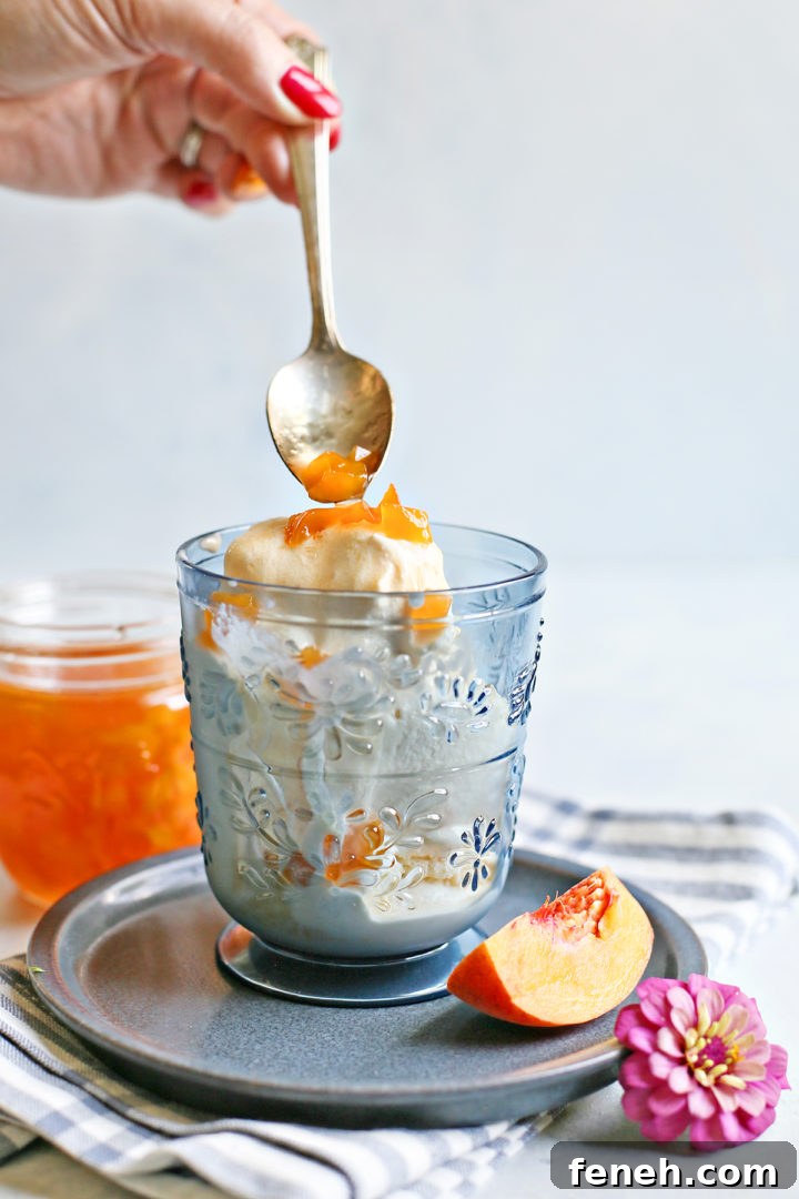 Peach dessert on a plate