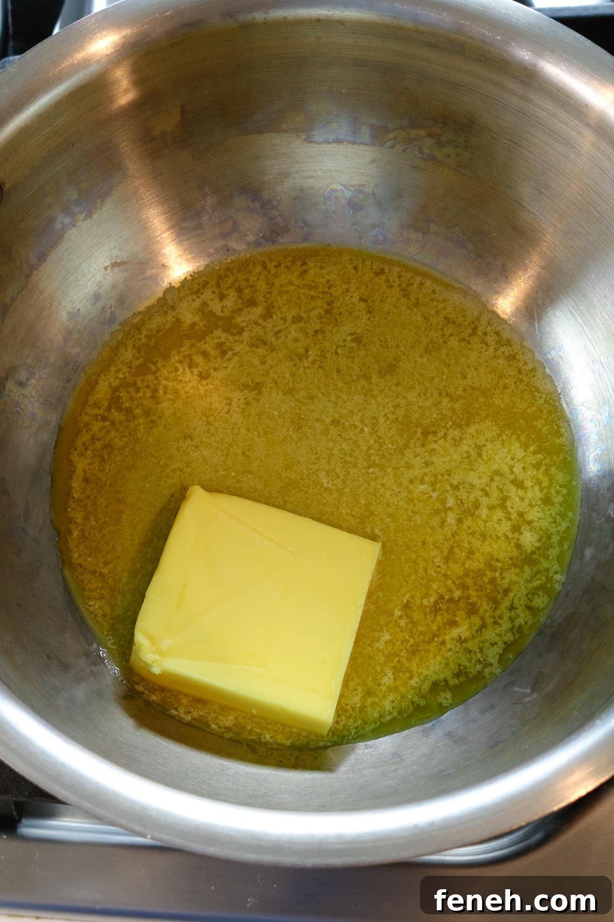 butter melting in a pot.