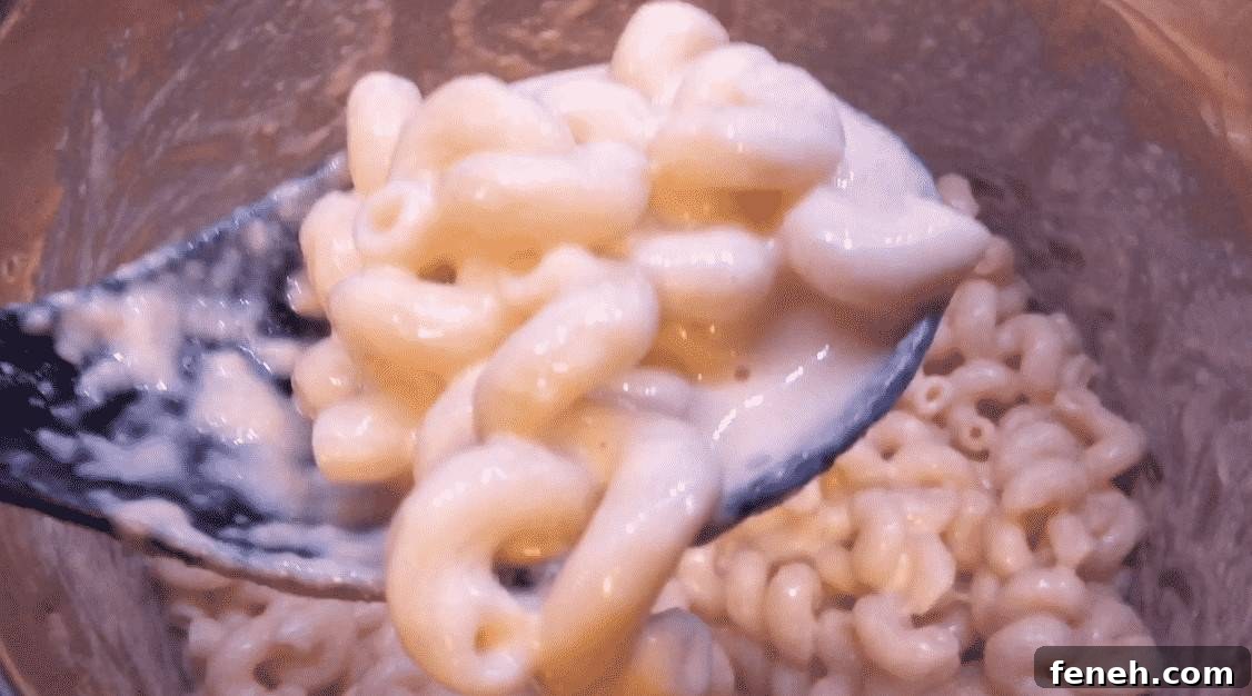 Close-up of creamy macaroni and cheese