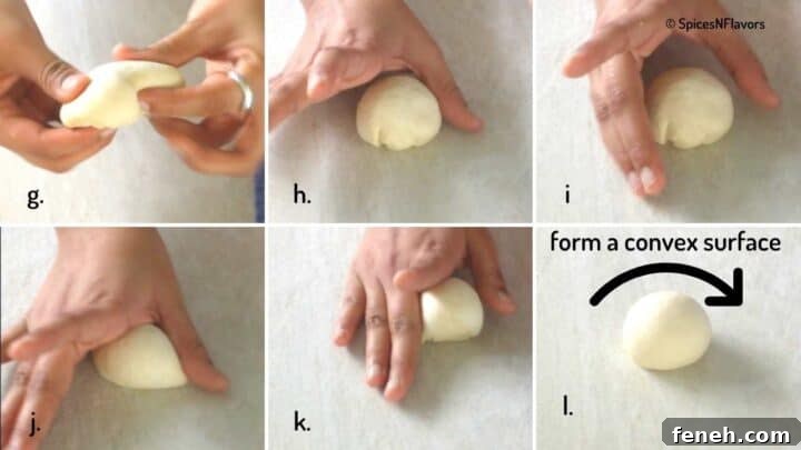 Ladi Pav (Eggless Soft Dinner Rolls) Recipe 8 collage of images explaining shaping of the rolls