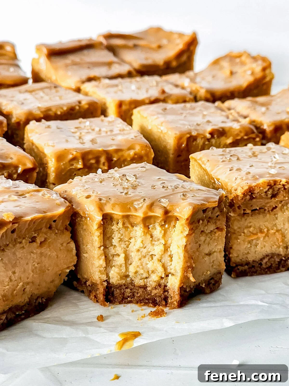 Dulce de Leche Cheesecake with a bite taken out