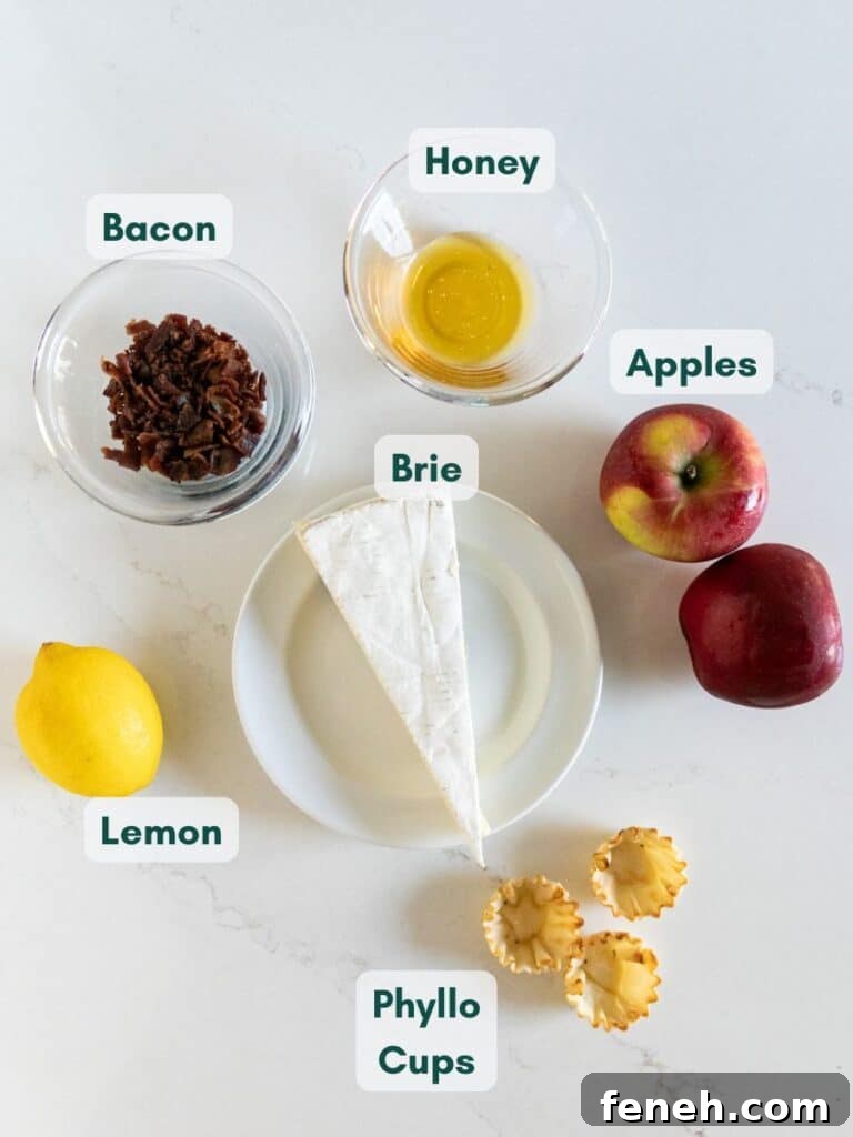 An overhead image of labeled recipe ingredients.