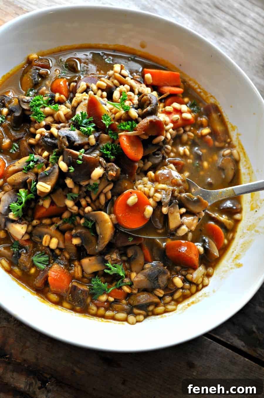 Ingredients for mushroom and barley stew