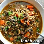 Bowl of mushroom and barley stew