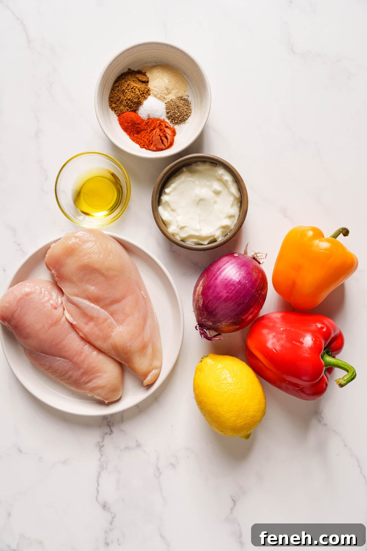 ingredients for air fryer chicken skewers.
