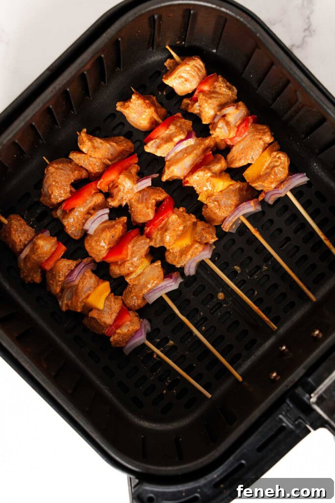 chicken skewers in the air fryer.