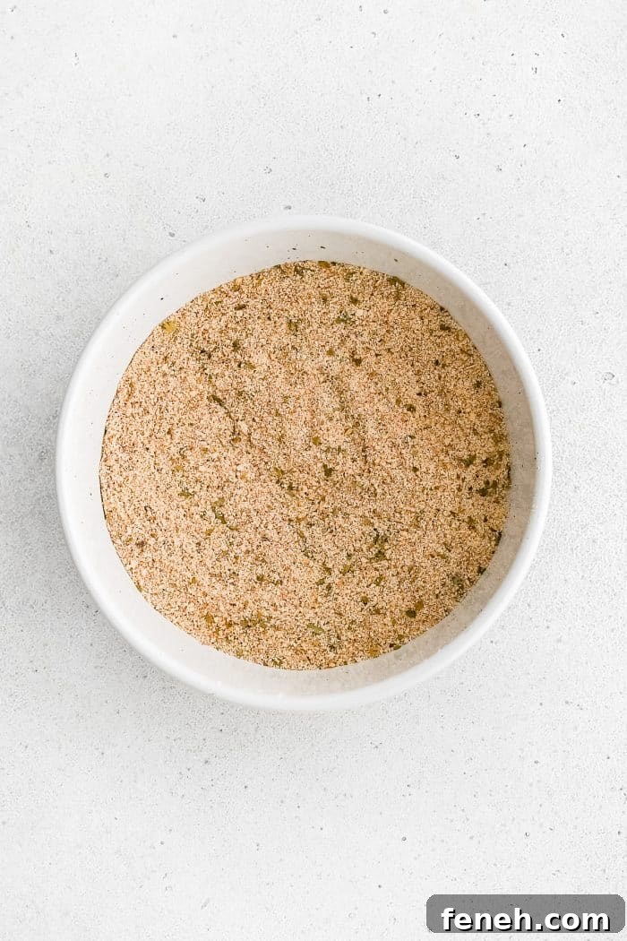 Medium bowl filled with homemade Shake and Bake.