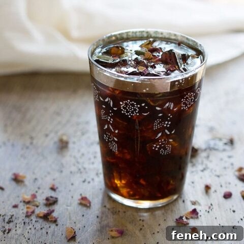 Middle Eastern Iced Coffee with Homemade Cardamom Vanilla Syrup and Rosewater