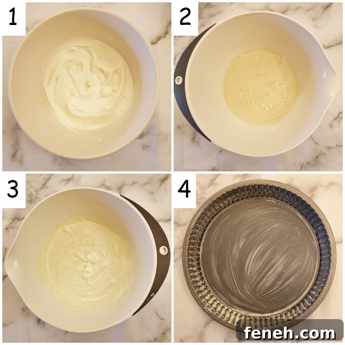 Steps for mixing the batter.