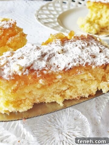 Slice of pineapple coconut cake.
