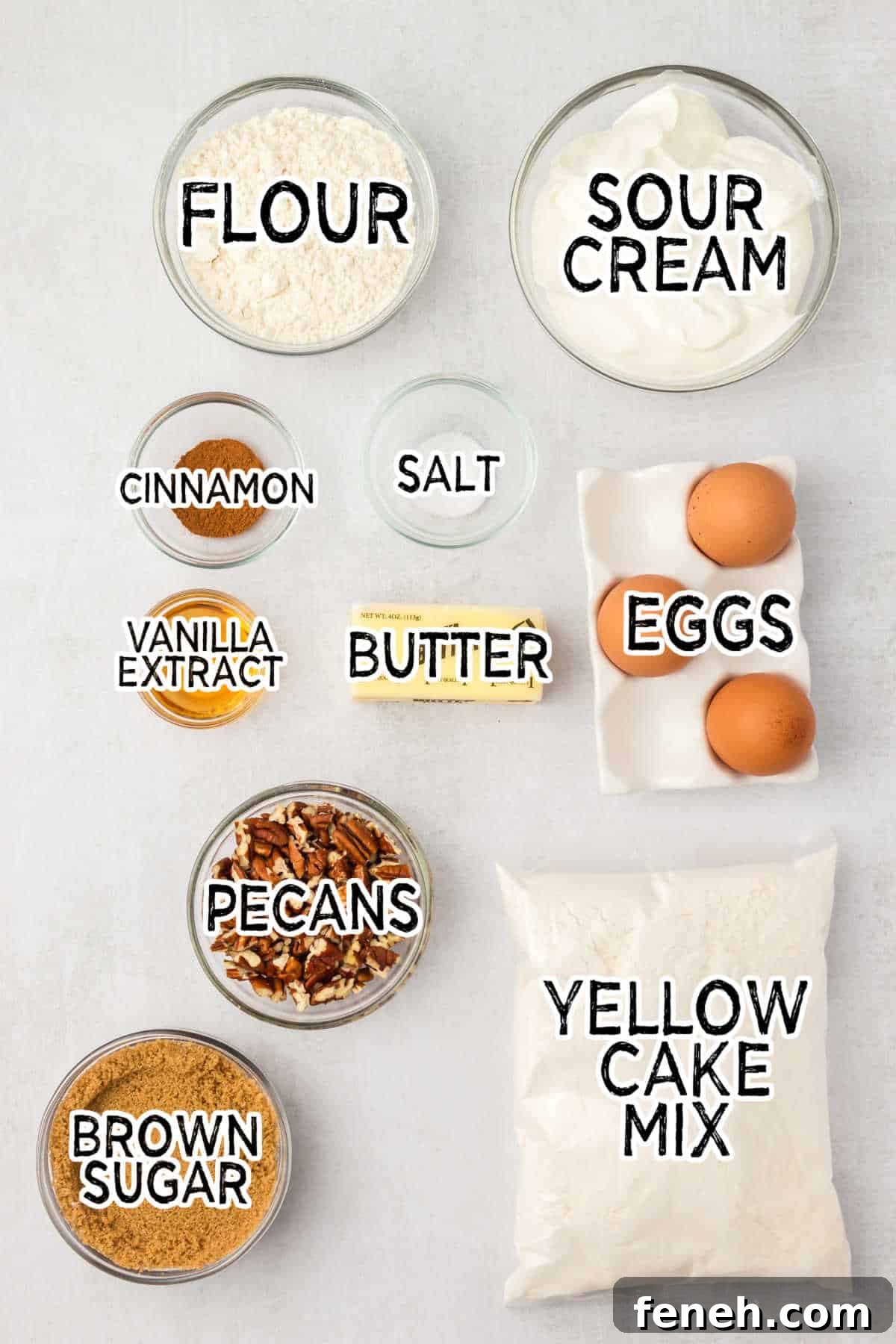 Ingredients on a white background.