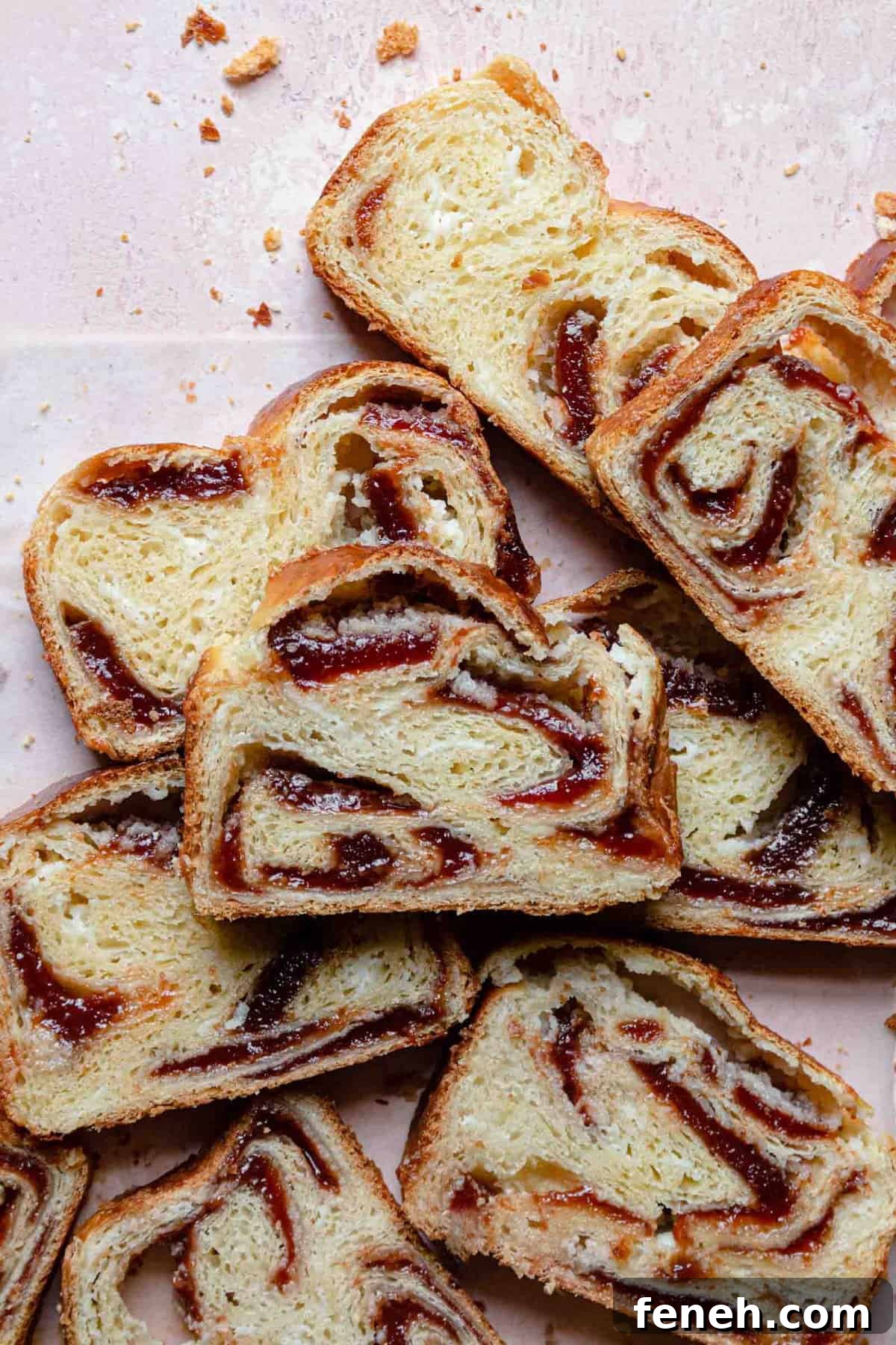 pieces of Guava cheese babka