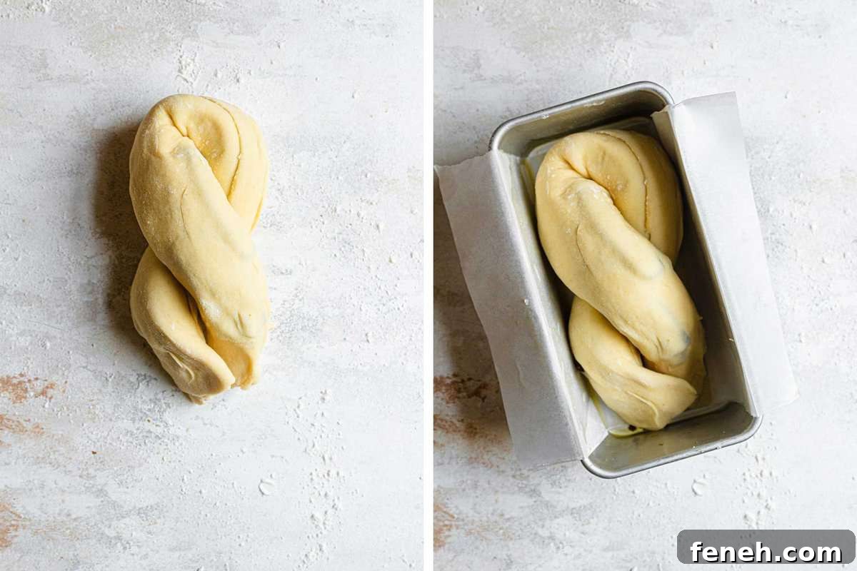 twisted dough in a pan