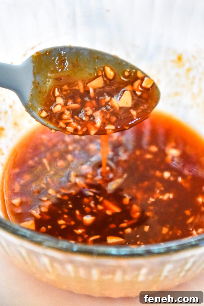 mixed honey sriracha garlic chicken marinde.