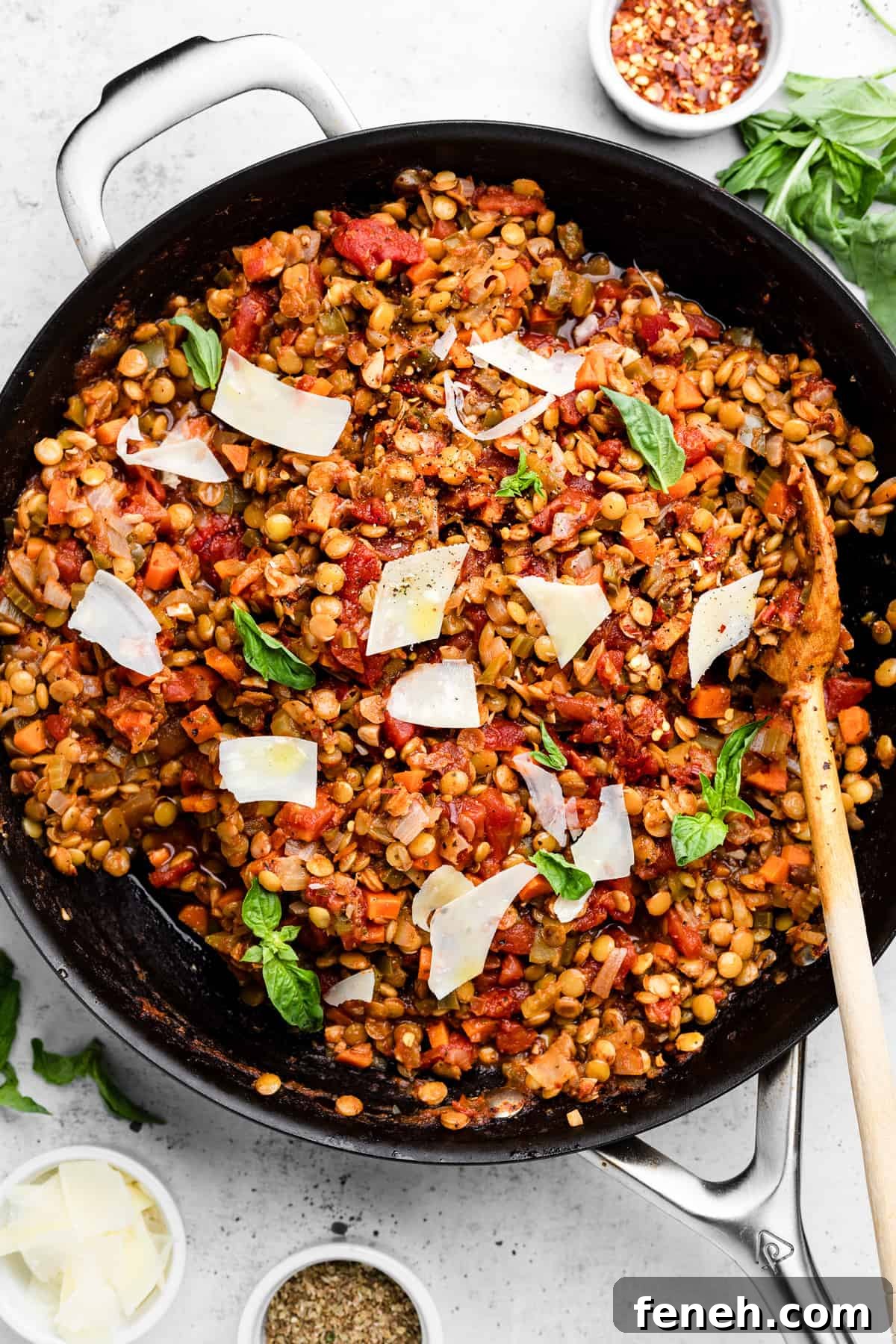 making lentil bolognese