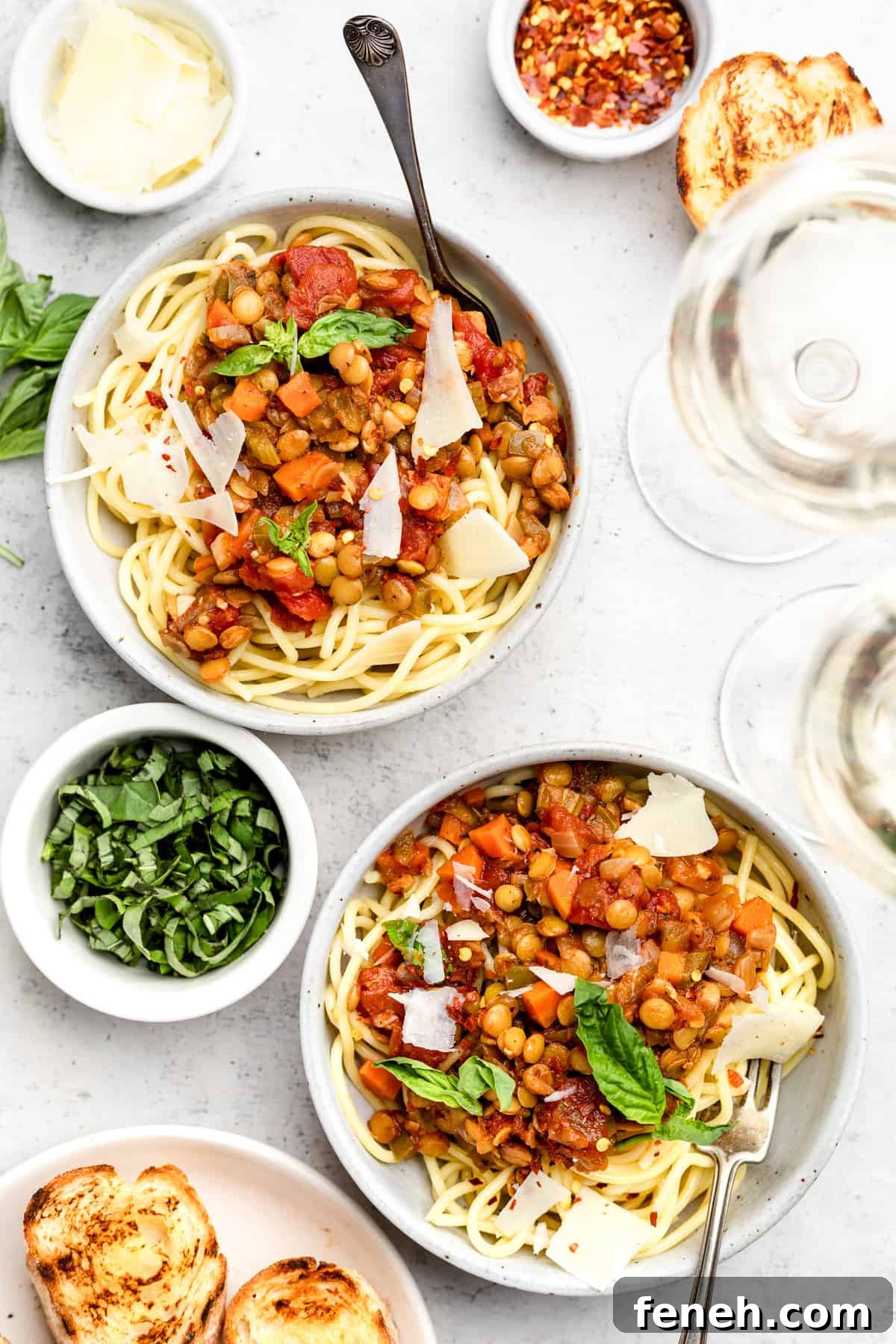 lentil bolognese with pasta