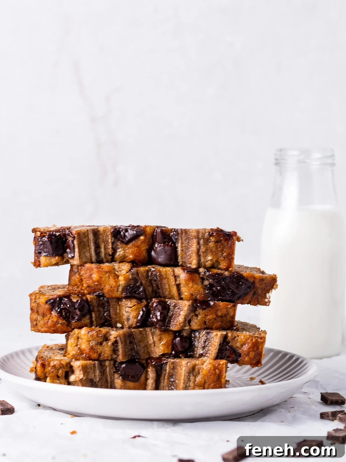 stack of banana bread slices