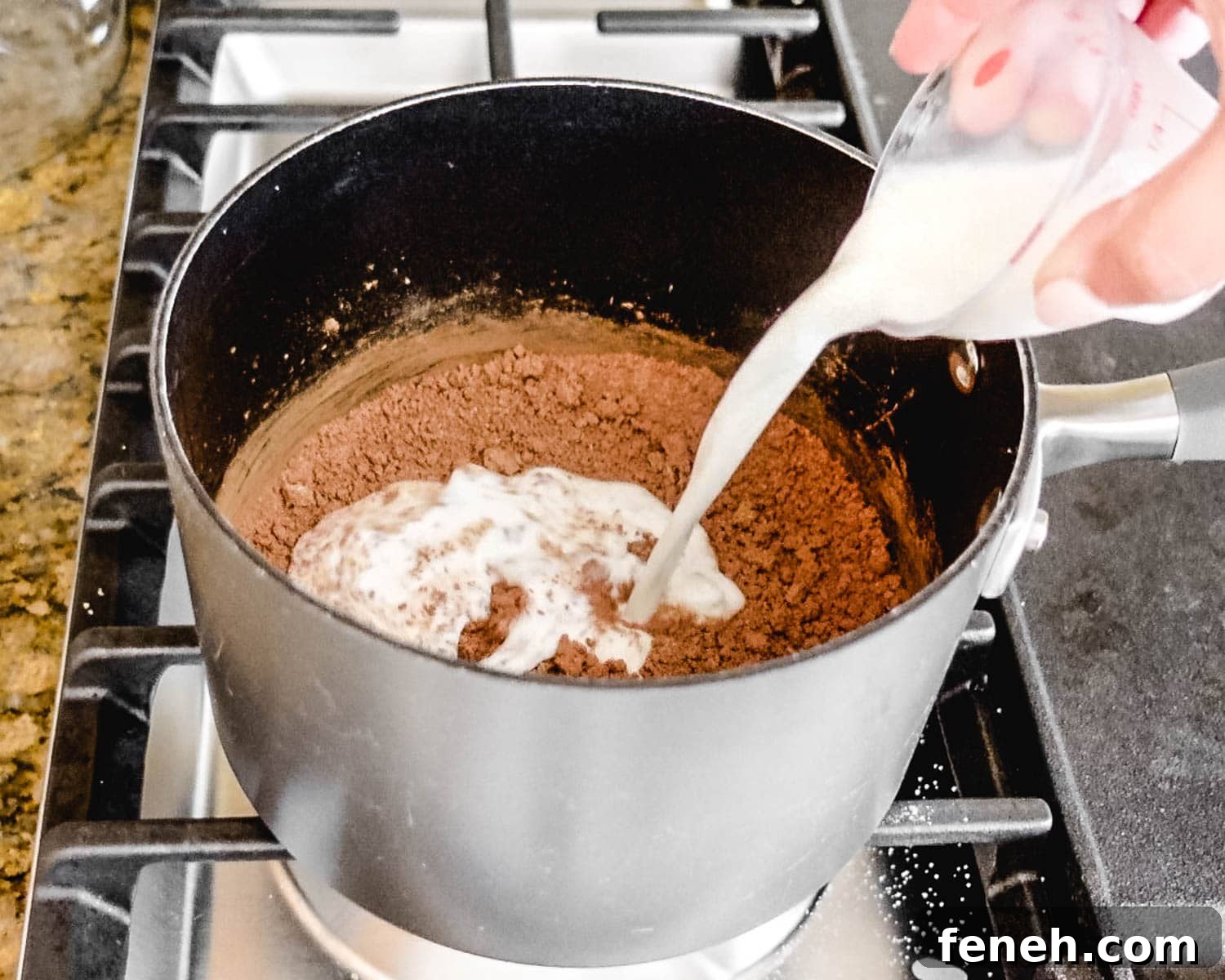 Add milk to dry ingredients